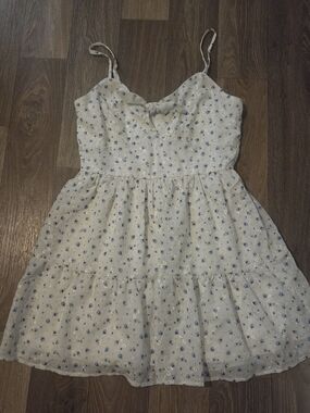 Trixxi Cream Dress with Blue Floral Print